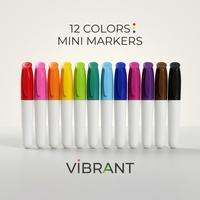 Mini marqueur effaçable à sec, lot de 12 couleurs, pointe fine, personnalisation du logo OEM possible