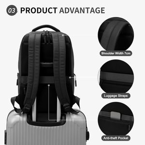 Sac à dos pour ordinateur portable imperméable, fabriqué en usine ODM/OEM, pour hommes et femmes, approuvé pour <span class=keywords><strong>les</strong></span> vols, antivol, avec compartiment pour ordinateur portable de 15,6 pouces - Product Image 4