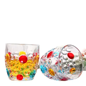 Set di tazze per bottiglie di whisky in vetro di cristallo dipinto a mano di lusso bottiglia di decanter in vetro colorato di whisky con tazza per bere in vetro