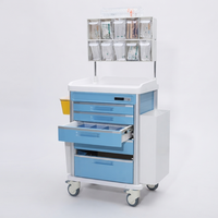 Chariot médical multifonctionnel pour clinique vétérinaire, chariot d'urgence avec tiroirs, bacs de rangement et bac à déchets
