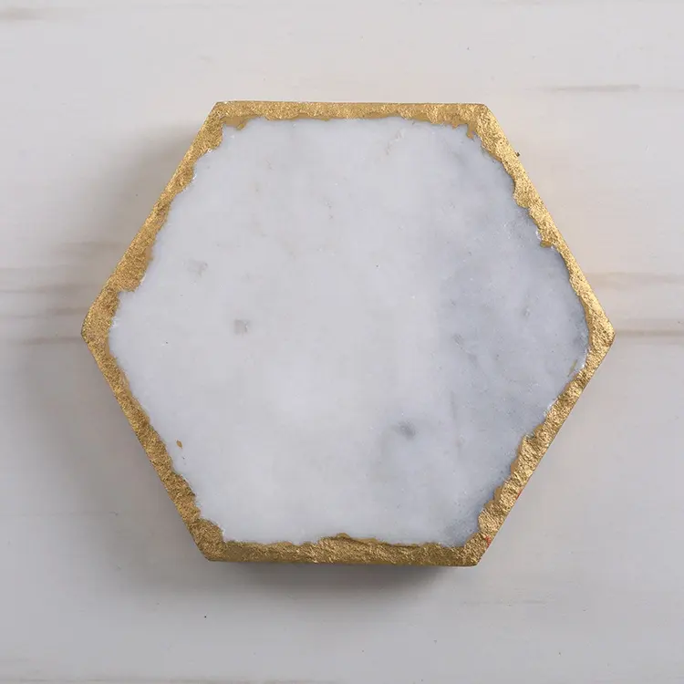 Hexagon Tableware White Marble Tray Marble PlatesためFood