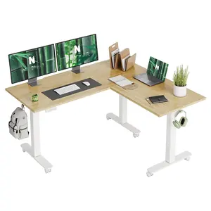 Dreifachmotoriger L-Form-Standtisch höhenverstellbares Home-Office Eck-Computer-Schreibtisch