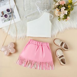 <span class=keywords><strong>Chaleco</strong></span> Casual para Niñas, Nuevo Estilo <span class=keywords><strong>de</strong></span> Moda, con Flores Tridimensionales, Tirantes Cruzados, Borlas, Cuero PU Transpirable, Falda - Product Image 6