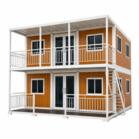 Maison conteneur à deux étages, bâtiment modulaire préfabriqué avec balcon pour hôtel, dortoir et projet résidentiel