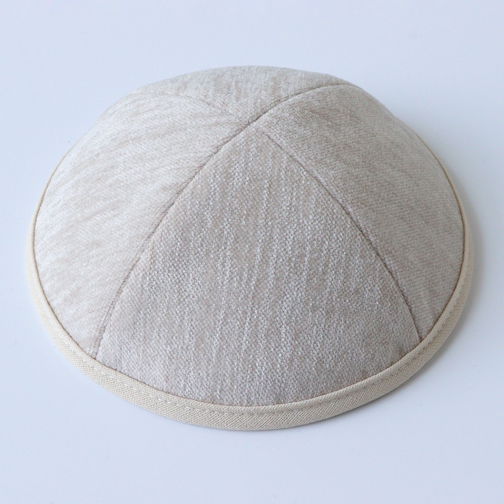 HolyYudaica Linen Kippah Pack Of 5 – White, Large Size (7.9"), Cotton Lined, Includes Clip