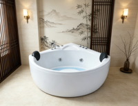 Baignoire d'angle de luxe à remous, blanche, double siège, avec jets d'eau, pour la maison et l'hôtel