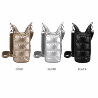 Sac à bandoulière portable en PU rembourré pour bouteille d'eau, grande capacité, pour extérieur, sacoche de rangement pour épaule et cou, design détachable