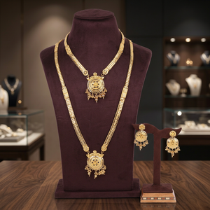 ชุดเครื่องประดับสร้อยคอและต่างหูทองชุบ 14K 18K 24K ลายดอกไม้แบบดั้งเดิมสำหรับงานแต่งงาน ขายส่งสำหรับผู้หญิง - Product Image 5