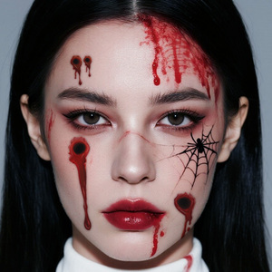 Halloween tatouages temporaires visage autocollant Halloween effrayant réaliste Gory plaie sang cicatrice <span class=keywords><strong>tatouage</strong></span> étanche pour bras <span class=keywords><strong>cou</strong></span> jambe - Product Image 4