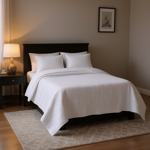 ชุดผ้านวมลายดอกไม้แบบกลับด้านได้ 3 ชิ้น ขนาดควีนไซส์ บรรจุใยขนสัตว์ สำหรับใช้ในบ้าน โรงแรม งานแต่งงาน สีขาว - Product Image 2