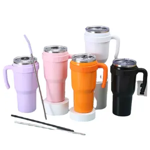 Wanyueji Factory Leak Proof Double Walled Mug Keeps Drinks Cold Car 40 oz Tumbler with Handle and Straw water bottles for school