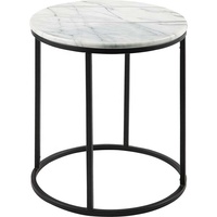 Carsara — table basse blanche en marbre naturel, cadre rond en métal, nid en acier, blanc