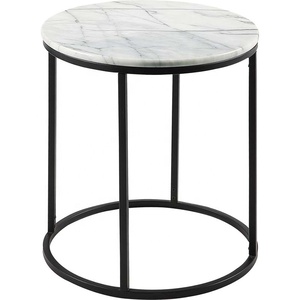 Carrara <strong>white</strong> natural marble top round metal frame steel <strong>nesting</strong> coffee <strong>table</strong> - Product Image 1