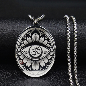 Amuleto Protector del Sikhismo, Collar Indio Sikh de Plata y Acero Inoxidable, Nuevo Collar de Yoga con Loto <span class=keywords><strong>Maratha</strong></span>, Collar con Colgante de Mandala - Product Image 4