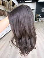 Perruque de luxe personnalisée en cheveux européens 100 % naturels de qualité supérieure, couleur brun naturel, avec dessus en dentelle, ligne de cheveux naturelle et nœuds invisibles ultra-naturels
