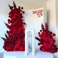 Bunga pesta pernikahan sutra merah Photobooth latar belakang bunga karangan bunga pesta ulang tahun 18th bunga dinding bunga merah Set up