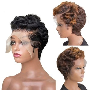 Nouvelle arrivée perruques courtes <span class=keywords><strong>coupe</strong></span> Pixie prêtes à être expédiées perruques de <span class=keywords><strong>cheveux</strong></span> humains sans dentelle perruques courtes pas chères bouclées Pixie <span class=keywords><strong>cheveux</strong></span> humains pour femmes noires - Product Image 6