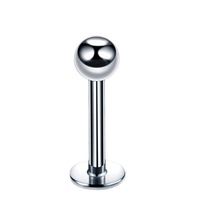 Gaby ASTM F136 Titanio 18G 16G 14G Poste de Labret Hipoalergénico con Rosca Interna Plateado en Plata, Regalo de Compromiso, Boda, Clásico