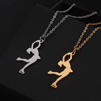 Collar de Acero Inoxidable con Diseño Artístico de Gimnasia, Ballet y Danza, Estilo Deportivo, Venta al por Mayor