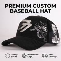 Gorras Deportivas Personalizadas al por Mayor con Diseño de Pedrería, Gorra de Béisbol de Gamuza para Exteriores con 5 Bordados y Logotipo