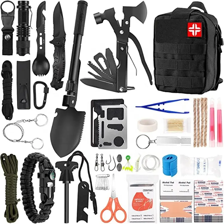 Bag Outdoor Emergency Survival Kits & First Aid Kit Multi-Tools Survival Gear and Equipment with Molle Pouch