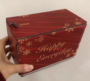 Caja de Envío con Cierre Personalizada con Estampado de Nieve Roja Vino, Cartón Desechable Autosellable para Embalaje de Regalos Sorpresa de Navidad y Año Nuevo - Product Image 1