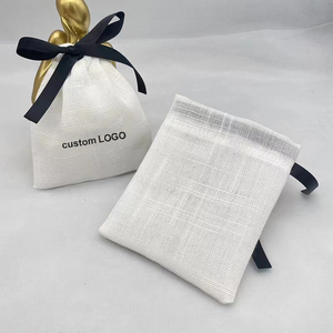 Wholesale White Bamboo Cotton Dust Cover Bag Bead Storage Bags Custom Logo Cotton Jewelry Small Drawstring Packaging Pouch - Product Image 4