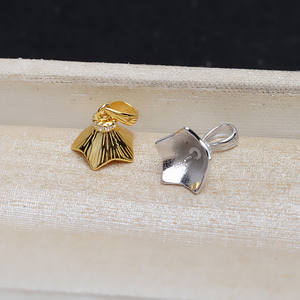 จี้เงินแท้ S925 หุ้มด้วยพลอย 4 มม. สำหรับทำเครื่องประดับ DIY รูปทรงหมวกไข่มุก ขนาด 9-12 มม.  ฐานเปล่า 5038 - Product Image 2