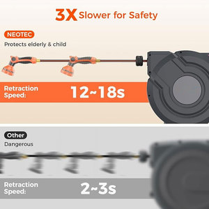 Carrete de Manguera de Jardín Retráctil de Alta Presión, Portátil, de Goma, Duradero, con Rotación de 180°, Ajustable, para Montaje en Pared, Estándar CNS - Product Image 2