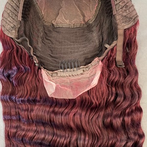 Pelucas Populares con Cierre 99J en Color Rojo, Pelucas de Encaje Transparente 99J con Ondas Profundas, Pelucas con Cierre 5x5 de Cabello Teñido - Product Image 5