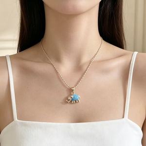Collar con Colgante de Elefante Chapado en Oro de 18K para Mujer, Gargantilla con Medalla de Animal Esmaltado Colorido y Adorable, Joyería al por Mayor - Product Image 5