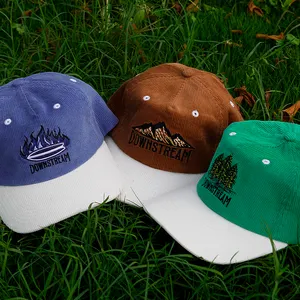 Snapback Ongestructureerde Hoeden Custom 5 Panels Corduroy Borduurwerk Logo Caps