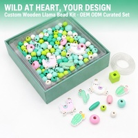 Kit de perles en bois personnalisé Llama Cactus, conception sur mesure, OEM, ODM, marque privée, emballage de détail clé en main, vente en gros en vrac, artisanat