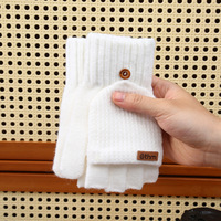 Gants chauds tricotés épais pleine acrylique Flip demi doigt clavier gants Protection contre le froid gants chauds pour les femmes