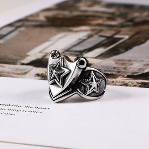 Star <b>Ring</b> <b>Titanium</b> Steel <b>Men</b> Punk Retro Jewelry SA970 - Product Image 3