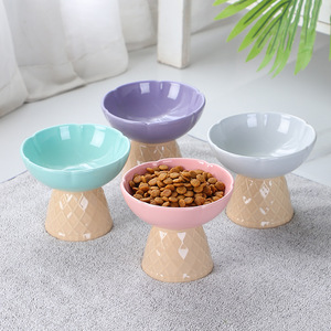 El cuenco de cerámica para gatos con forma de helado de barbilla negra protege el cuenco cervical para gatos y perros - Product Image 2