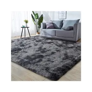 Factory outlet high quality polyester plain modern luxury living room carpet fluffy bedroom carpet shaggy rug