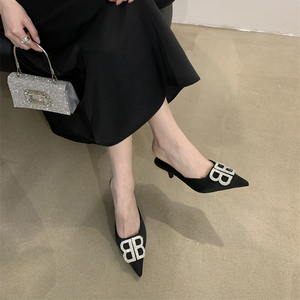 2025 Silver High Heels Women's Thin Heel Cheongsam Xiuhe Shoes <b>Pointed</b> Simple Bride Shoes Red Bridesmaid Shoes - Product Image 3