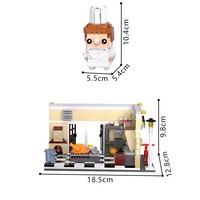 Blocs de construction MOC, scène de cuisine miniature, ornement de bureau, jouets d'assemblage, collection pour les fans de Remy et Linguini, S0155