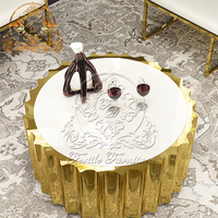Table basse nordique moderne de luxe de dessus blanc de côté d'or de forme de fleur de soleil de salon