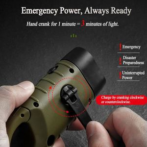 Multi-functional Solar Powered Hand Crank <b>Rechargeable</b> Flashlight Power Bank Output IP65 Rated <b>LED</b> <b>Light</b> Source <b>Rechargeable</b> - Product Image 2