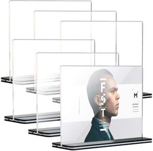 Support de signe en acrylique en forme de L, présentoir en plastique transparent de table incliné personnalisé A4 <span class=keywords><strong>A5</strong></span> A6 Triangle T L support de signe en acrylique en forme de L - Product Image 4
