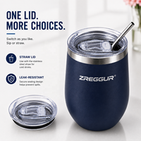 Mug à café isotherme en acier inoxydable à double paroi de 12 oz, forme d'œuf, gobelet à vin, tasse de voyage avec couvercle pour le camping