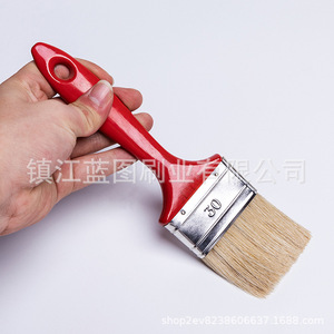 Pinceau plat à poils de porc, manche en plastique rouge, 12-18 mm, pour peinture et nettoyage - Product Image 4