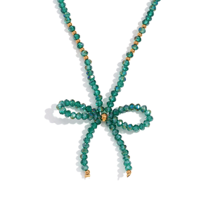 ヴィンテージ風ウェスタンハンドメイド亜鉛合金アンティークシルバーメッキターコイズナバホパールビーズボウペンダントネックレス - Product Image 4