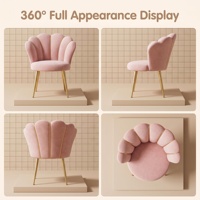Chaise de salle à manger moderne Yaheetech, fauteuil rembourré en forme de fleur, revêtement en velours de qualité supérieure, garnissage en mousse, doré, salon/salle à manger
