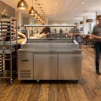 Table de préparation réfrigérée haute qualité pour salades et pizzas, avec vitrine congélateur pour salades et pizzas