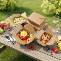 Emballage alimentaire jetable personnalisé pour la restauration rapide, boîte à emporter en papier kraft rectangulaire pour les sushis, pour le camping