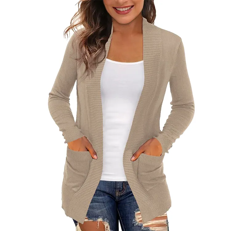 Factory Direct Supply Women's Cardigans with Pockets Casual Lightweight Open Front Cardigan Sweaters