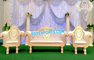 Juego de sofá de boda real Indio, fabricante Maharaja, sofá de boda con sillas de hojas, juego de sofá tallado en madera para boda de diseñador, EE. UU. - Product Image 3